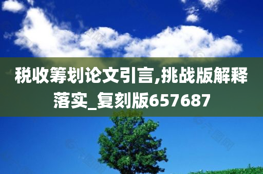 税收筹划论文引言,挑战版解释落实_复刻版657687