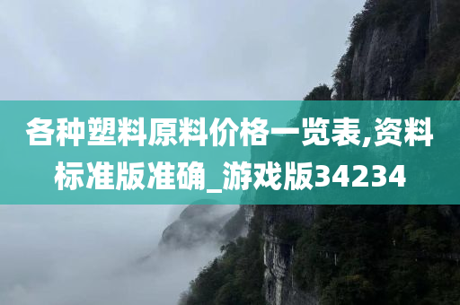 各种塑料原料价格一览表,资料标准版准确_游戏版34234