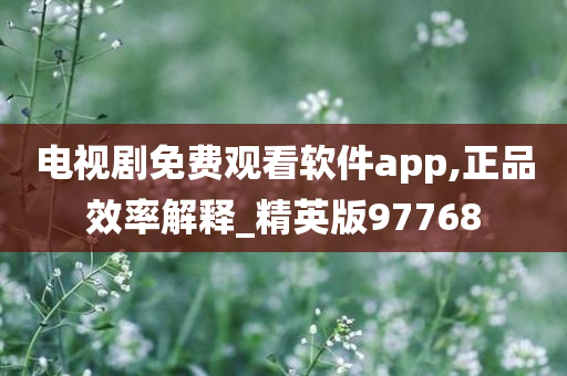 电视剧免费观看软件app,正品效率解释_精英版97768