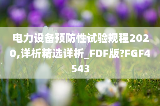 电力设备预防性试验规程2020,详析精选详析_FDF版?FGF4543