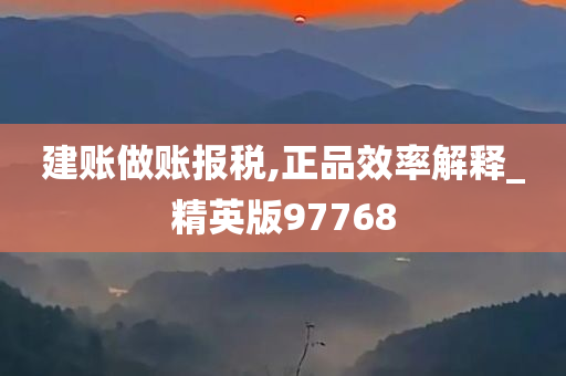 建账做账报税,正品效率解释_精英版97768