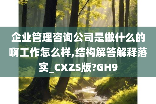 企业管理咨询公司是做什么的啊工作怎么样,结构解答解释落实_CXZS版?GH9