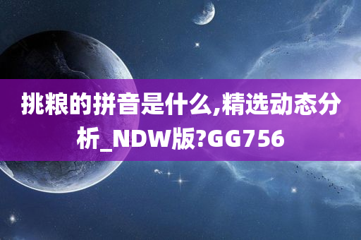 挑粮的拼音是什么,精选动态分析_NDW版?GG756