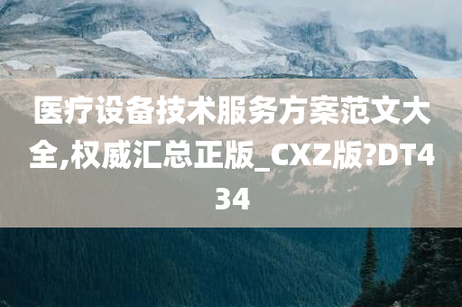 医疗设备技术服务方案范文大全,权威汇总正版_CXZ版?DT434