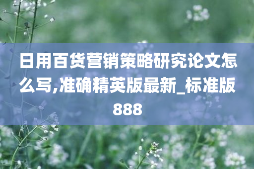 日用百货营销策略研究论文怎么写,准确精英版最新_标准版888