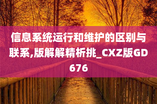 信息系统运行和维护的区别与联系,版解解精析挑_CXZ版GD676
