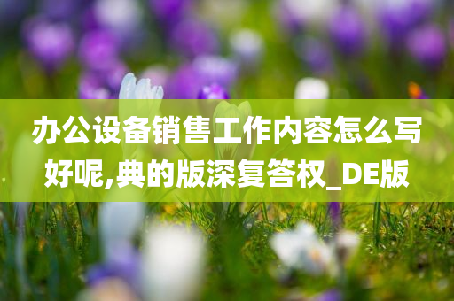 办公设备销售工作内容怎么写好呢,典的版深复答权_DE版