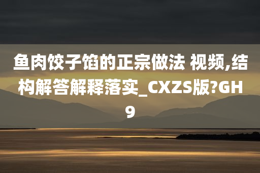 鱼肉饺子馅的正宗做法 视频,结构解答解释落实_CXZS版?GH9