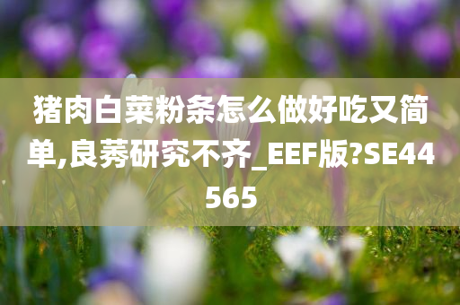 猪肉白菜粉条怎么做好吃又简单,良莠研究不齐_EEF版?SE44565
