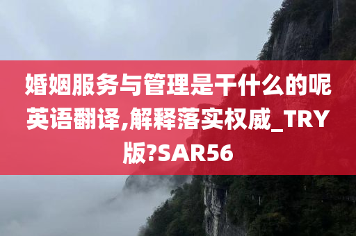 婚姻服务与管理是干什么的呢英语翻译,解释落实权威_TRY版?SAR56