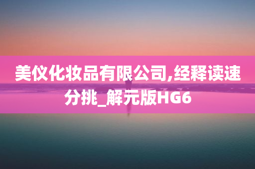 美仪化妆品有限公司,经释读速分挑_解元版HG6