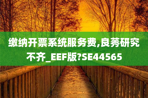 缴纳开票系统服务费,良莠研究不齐_EEF版?SE44565