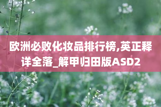 欧洲必败化妆品排行榜,英正释详全落_解甲归田版ASD2