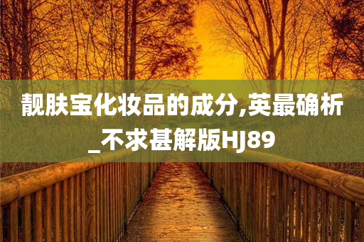 靓肤宝化妆品的成分,英最确析_不求甚解版HJ89