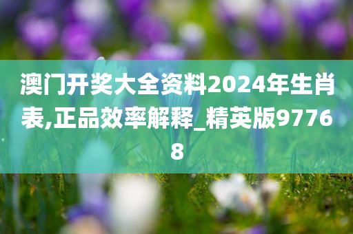 澳门开奖大全资料2024年生肖表,正品效率解释_精英版97768