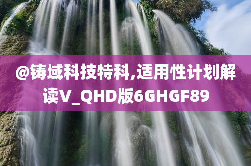 @铸域科技特科,适用性计划解读V_QHD版6GHGF89