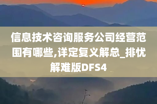 信息技术咨询服务公司经营范围有哪些,详定复义解总_排忧解难版DFS4