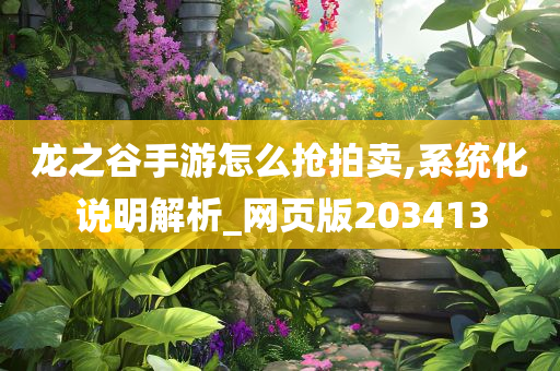 龙之谷手游怎么抢拍卖,系统化说明解析_网页版203413