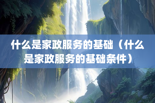 什么是家政服务的基础（什么是家政服务的基础条件）