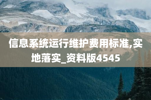 信息系统运行维护费用标准,实地落实_资料版4545
