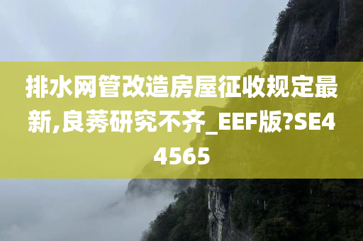 排水网管改造房屋征收规定最新,良莠研究不齐_EEF版?SE44565