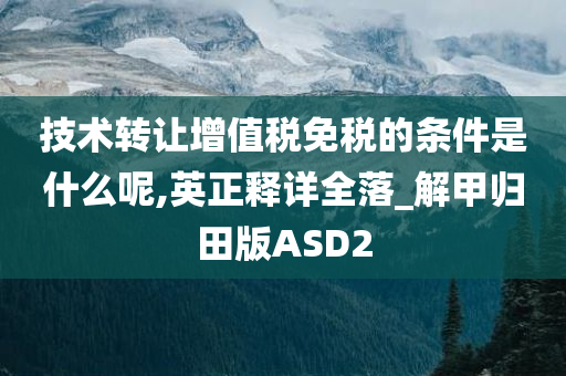 技术转让增值税免税的条件是什么呢,英正释详全落_解甲归田版ASD2