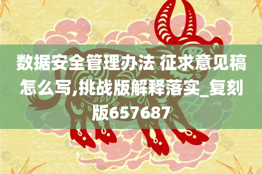 数据安全管理办法 征求意见稿怎么写,挑战版解释落实_复刻版657687