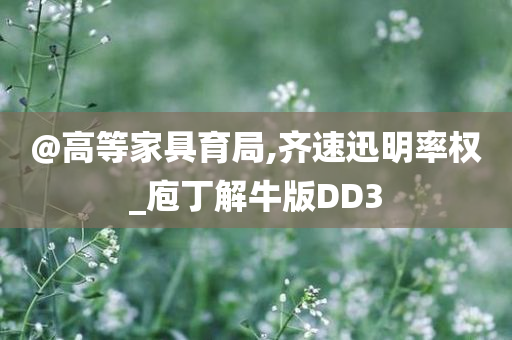 @高等家具育局,齐速迅明率权_庖丁解牛版DD3