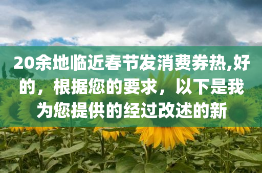 20余地临近春节发消费券热,好的，根据您的要求，以下是我为您提供的经过改述的新