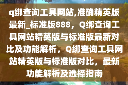 q绑查询工具网站,准确精英版最新_标准版888，Q绑查询工具网站精英版与标准版最新对比及功能解析，Q绑查询工具网站精英版与标准版对比，最新功能解析及选择指南
