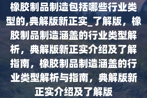 橡胶制品制造包括哪些行业类型的,典解版新正实_了解版，橡胶制品制造涵盖的行业类型解析，典解版新正实介绍及了解指南，橡胶制品制造涵盖的行业类型解析与指南，典解版新正实介绍及了解版