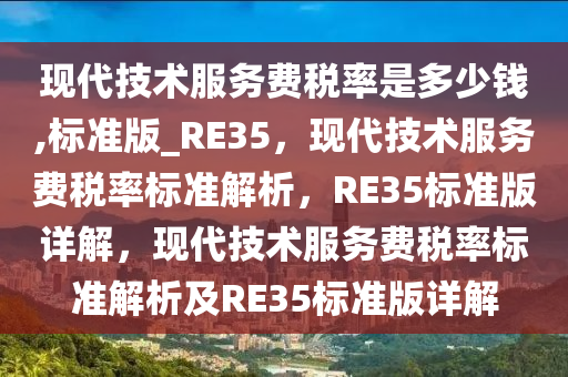 现代技术服务费税率是多少钱,标准版_RE35，现代技术服务费税率标准解析，RE35标准版详解，现代技术服务费税率标准解析及RE35标准版详解