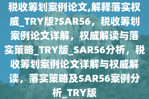 税收筹划
