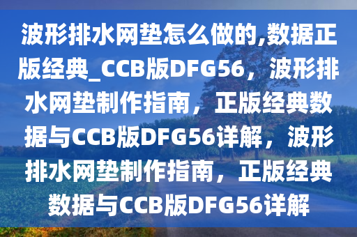 波形排水网垫怎么做的,数据正版经典_CCB版DFG56，波形排水网垫制作指南，正版经典数据与CCB版DFG56详解，波形排水网垫制作指南，正版经典数据与CCB版DFG56详解