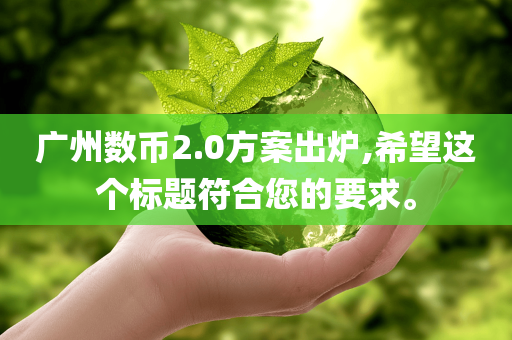 广州数币2.0方案出炉,希望这个标题符合您的要求。