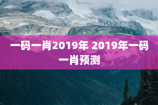 一码一肖2019年 2019年一码一肖预测