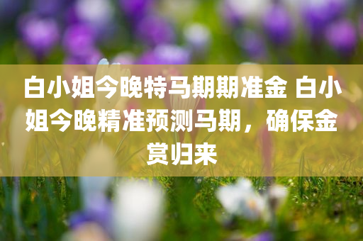 白小姐今晚特马期期准金 白小姐今晚精准预测马期，确保金赏归来