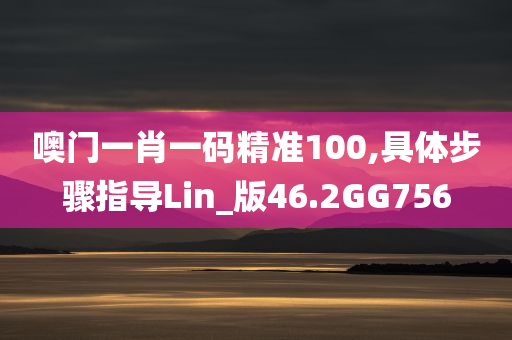 噢门一肖一码精准100,具体步骤指导Lin_版46.2GG756