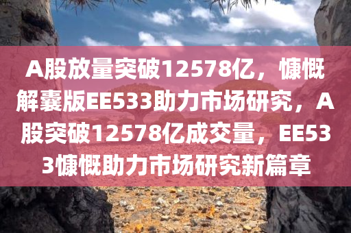 A股放量突破12578亿，慷慨解囊版EE533助力市场研究，A股突破12578亿成交量，EE533慷慨助力市场研究新篇章