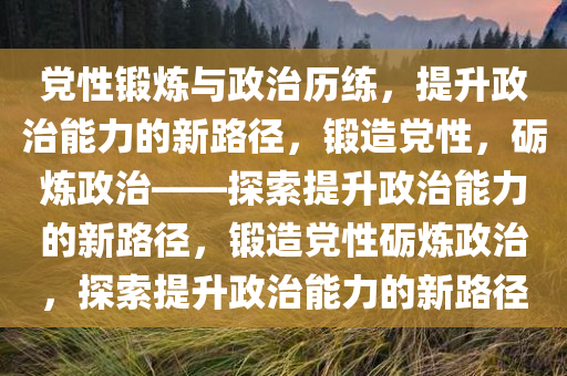 党性锻炼与政治历练，提升政治能力的新路径，锻造党性，砺炼政治——探索提升政治能力的新路径，锻造党性砺炼政治，探索提升政治能力的新路径