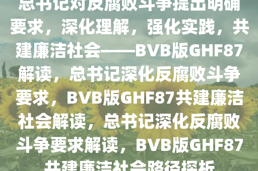 总书记对反腐败斗争提出明确要求，深化理解，强化实践，共建廉洁社会——BVB版GHF87解读，总书记深化反腐败斗争要求，BVB版GHF87共建廉洁社会解读，总书记深化反腐败斗争要求解读，BVB版GHF87共建廉洁社会路径探析