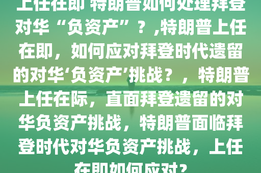 上任在即 特朗普如何处理拜登对华“负资产”？,特朗普上任在即，如何应对拜登时代遗留的对华‘负资产’挑战？，特朗普上任在际，直面拜登遗留的对华负资产挑战，特朗普面临拜登时代对华负资产挑战，上任在即如何应对？