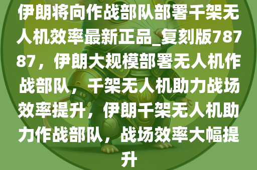 伊朗将向作战部队部署千架无人机效率最新正品_复刻版78787，伊朗大规模部署无人机作战部队，千架无人机助力战场效率提升，伊朗千架无人机助力作战部队，战场效率大幅提升