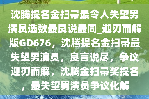 沈腾提名金扫帚最令人失望男演员选数最良说最同_迎刃而解版GD676，沈腾提名金扫帚最失望男演员，良言说尽，争议迎刃而解，沈腾金扫帚奖提名，最失望男演员争议化解