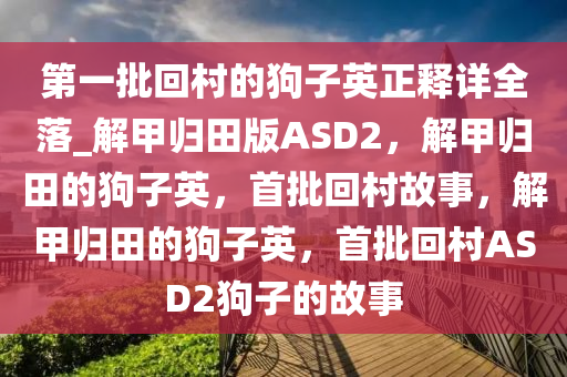 第一批回村的狗子英正释详全落_解甲归田版ASD2，解甲归田的狗子英，首批回村故事，解甲归田的狗子英，首批回村ASD2狗子的故事