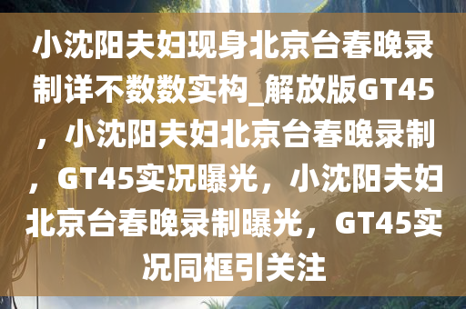 小沈阳夫妇现身北京台春晚录制详不数数实构_解放版GT45，小沈阳夫妇北京台春晚录制，GT45实况曝光，小沈阳夫妇北京台春晚录制曝光，GT45实况同框引关注