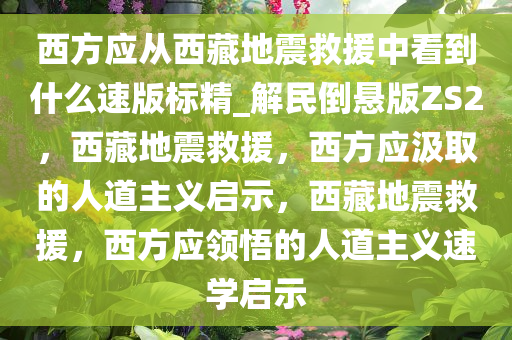 西方应从西藏地震救援中看到什么速版标精_解民倒悬版ZS2，西藏地震救援，西方应汲取的人道主义启示，西藏地震救援，西方应领悟的人道主义速学启示