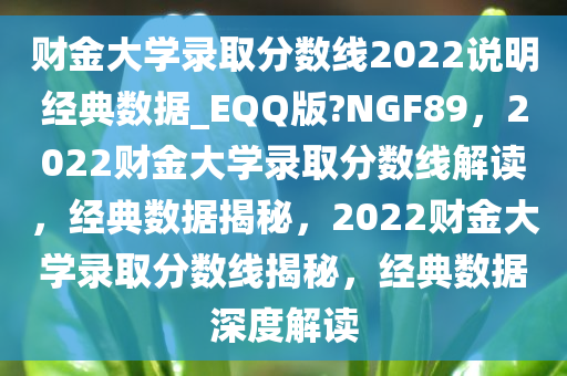 财金大学录取分数线2022说明经典数据_EQQ版?NGF89，2022财金大学录取分数线解读，经典数据揭秘，2022财金大学录取分数线揭秘，经典数据深度解读