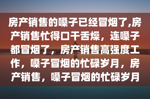 房产销售的嗓子已经冒烟了,房产销售忙得口干舌燥，连嗓子都冒烟了，房产销售高强度工作，嗓子冒烟的忙碌岁月，房产销售，嗓子冒烟的忙碌岁月