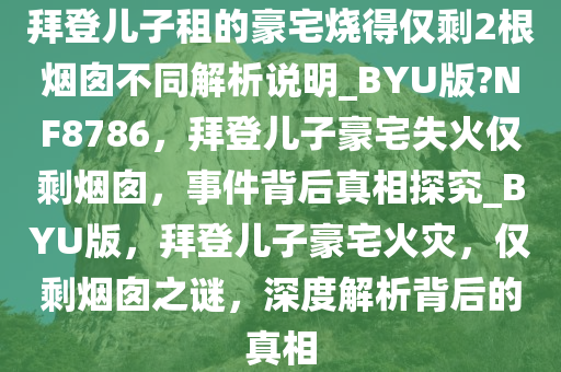 拜登儿子租的豪宅烧得仅剩2根烟囱不同解析说明_BYU版?NF8786，拜登儿子豪宅失火仅剩烟囱，事件背后真相探究_BYU版，拜登儿子豪宅火灾，仅剩烟囱之谜，深度解析背后的真相